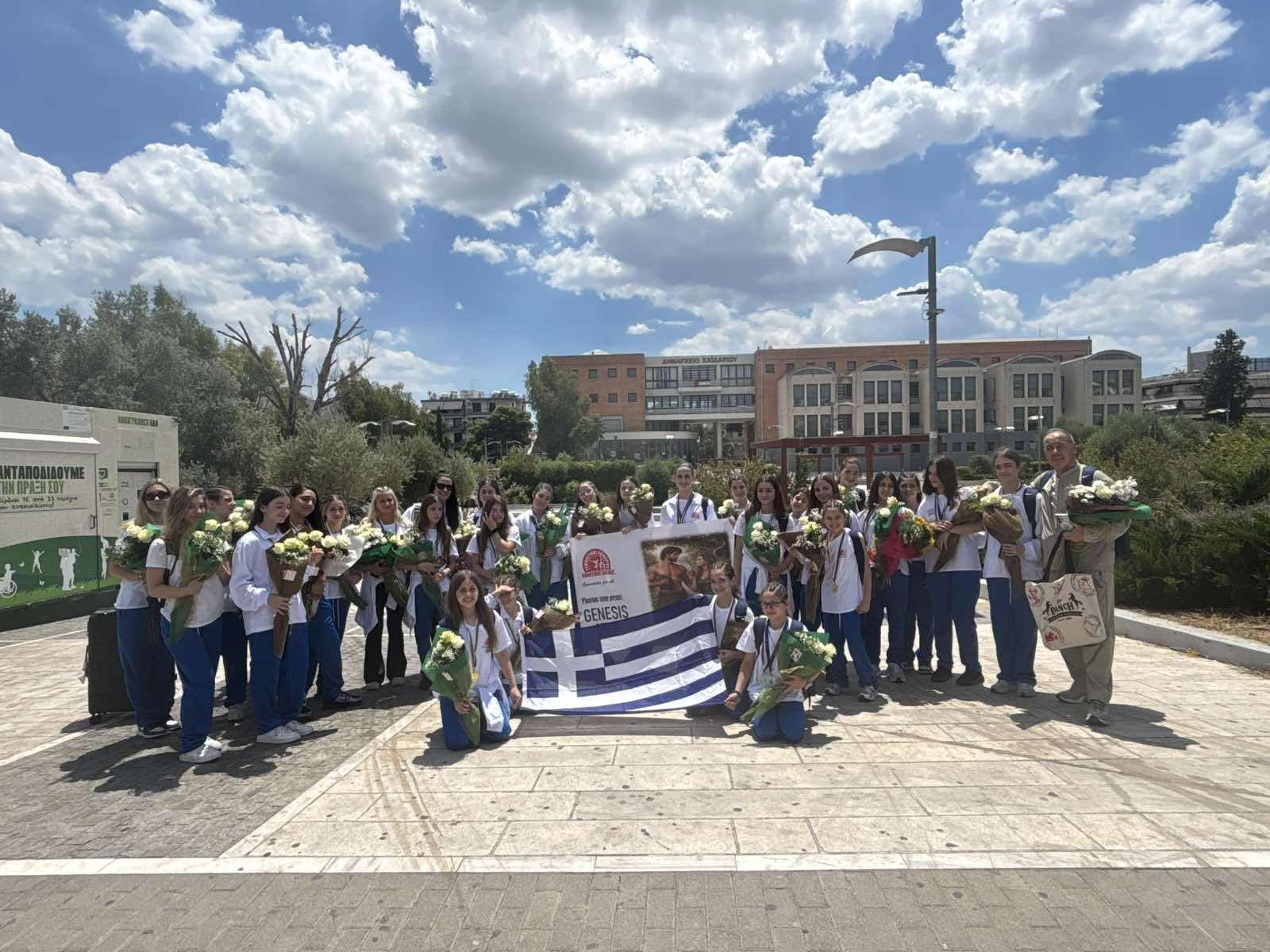 Ομαδική φωτογραφία της αποστολής Gymnastics for All του ΑΟΓ Χαϊδαρίου στη Σόφια 2026